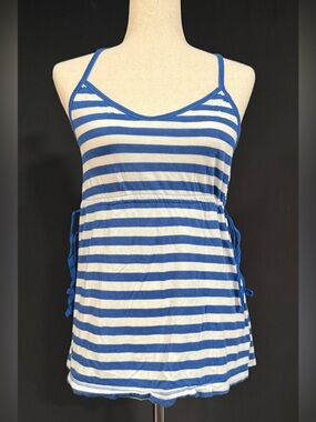 Old Navy Blue and White Striped Racerback Tank Top